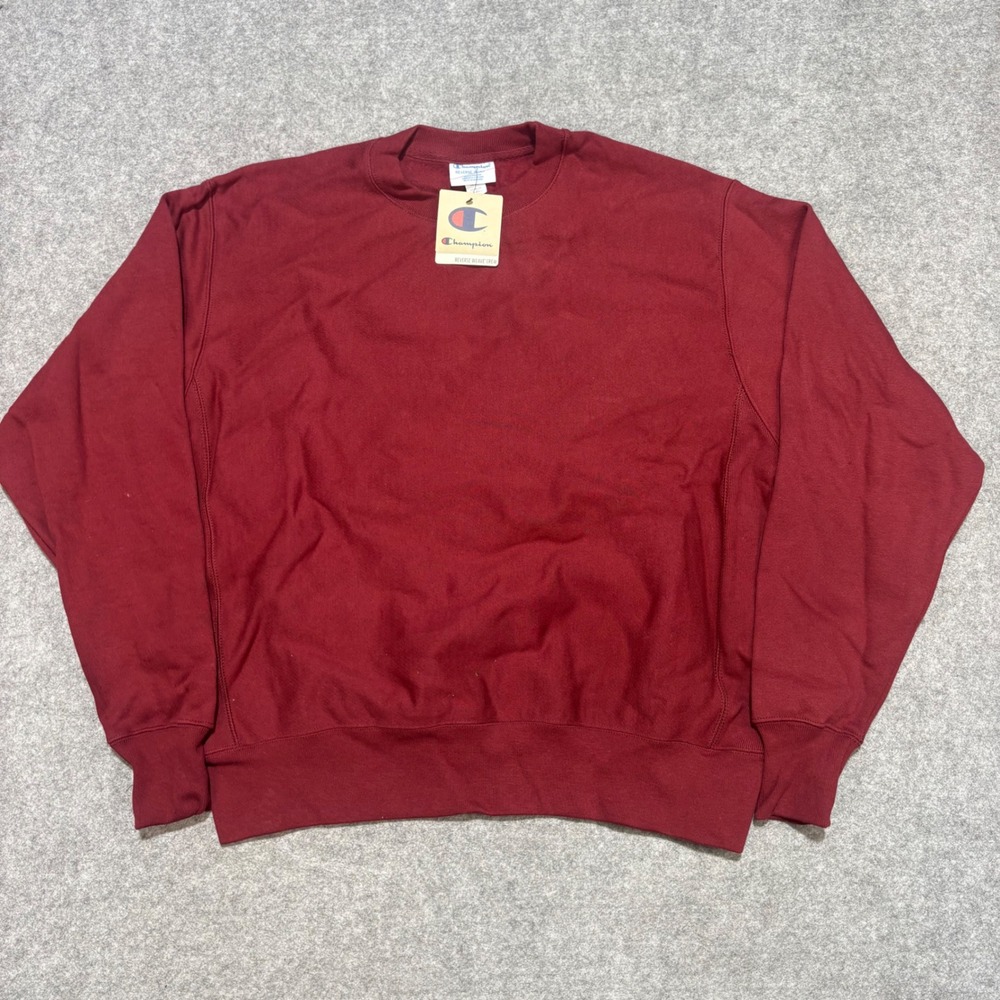 Champion Reverse Weave Crewneck Sweatshirt Maroon Burgundy Large NEW